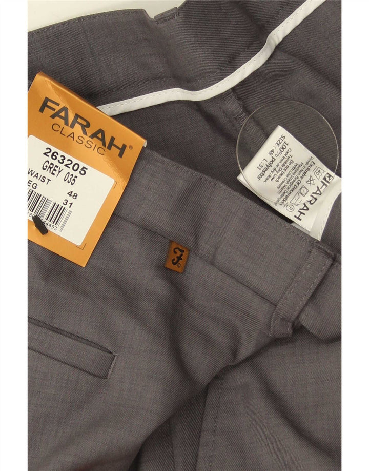 Farah Lige Chinobukser til mænd W48 L31 Grå polyester