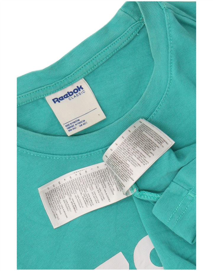 REEBOK Herre Klassisk grafisk T-shirt Top Medium turkis bomuld
