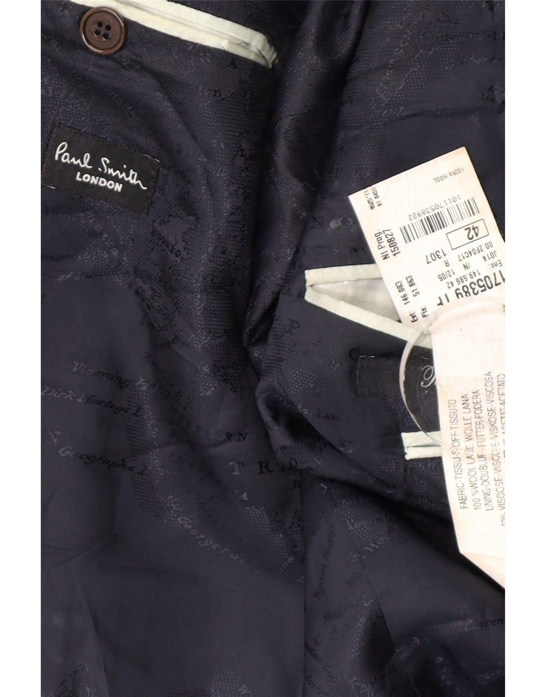 Paul Smith Herre 2-knaps blazerjakke UK 42 XL Marineblå nålestribet uld