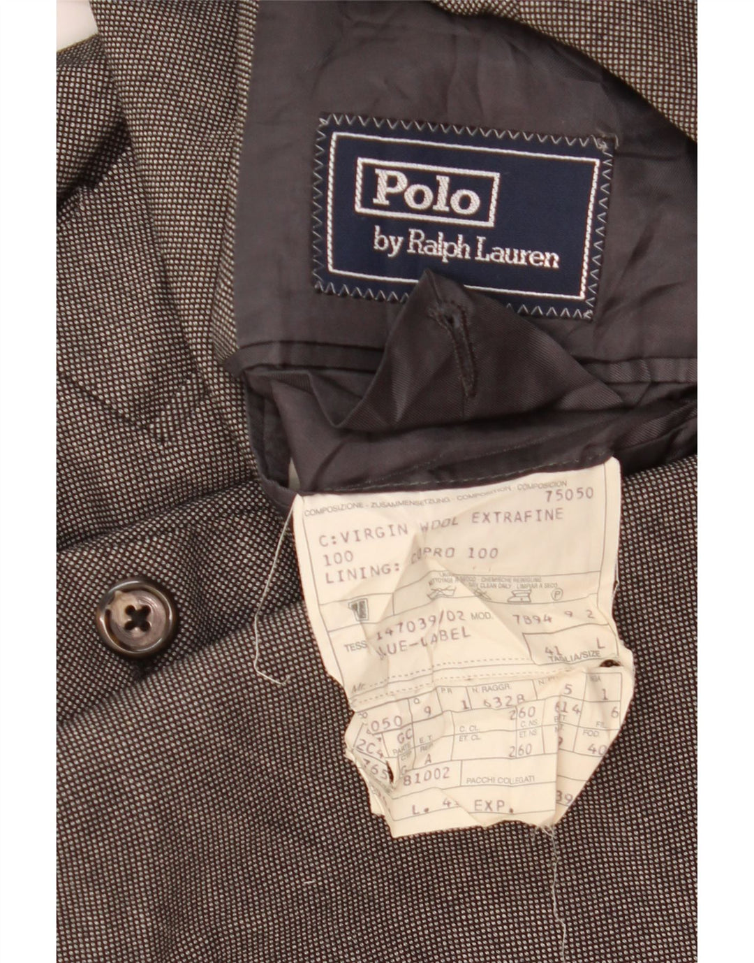 Polo Ralph Lauren Herre lang 3-knaps blazerjakke UK 41 Stor Grå