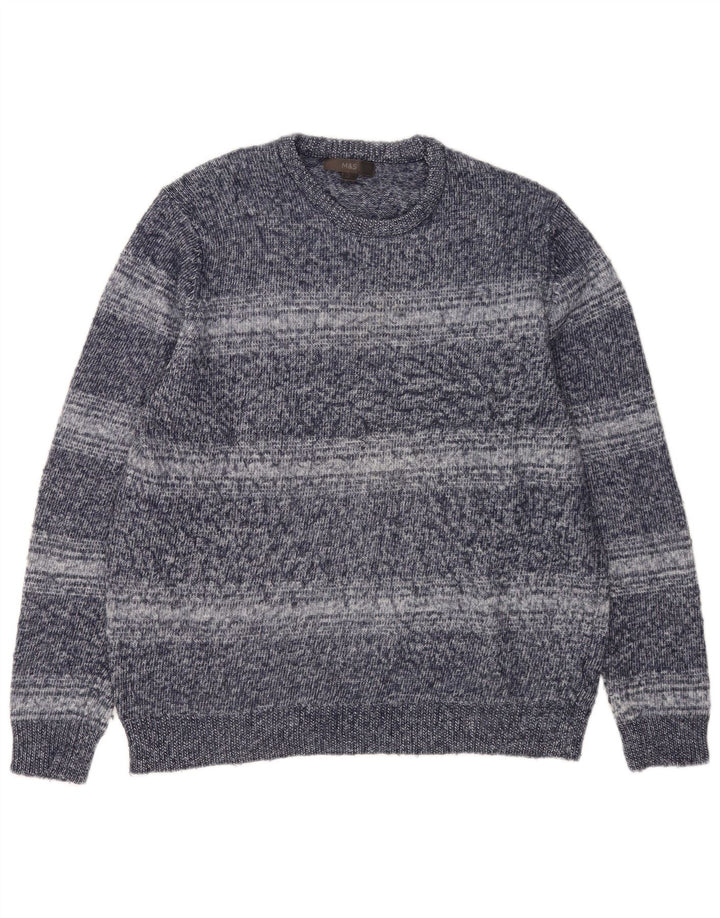 Marks & Spencer Herre sweater med rund hals, stor blå stribet polyester