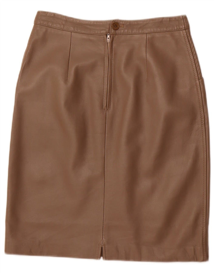 VINTAGE Højtaljet lædernederdel til kvinder IT 42 Medium W26 Brunt læder