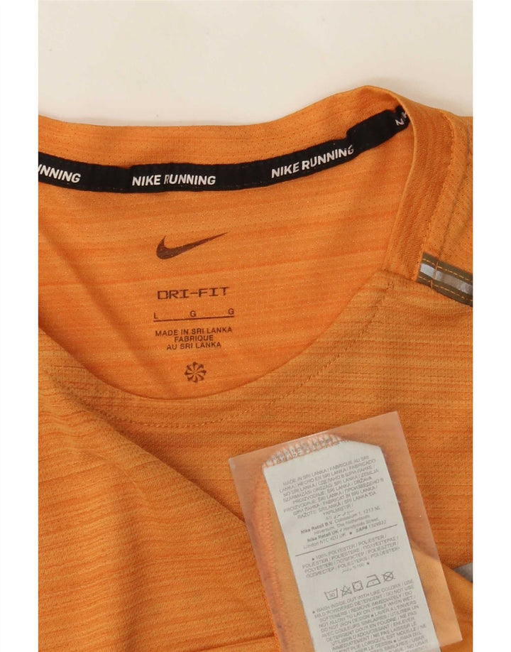 Nike Herre Dri Fit T-Shirt Top Stor Orange Nålestribet Polyester