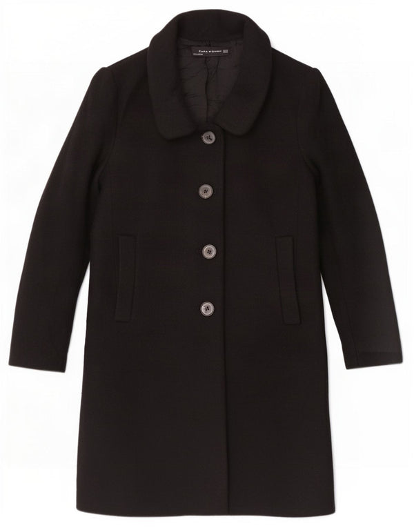 Zara Dame Overfrakke UK 6 XS Sort Uld
