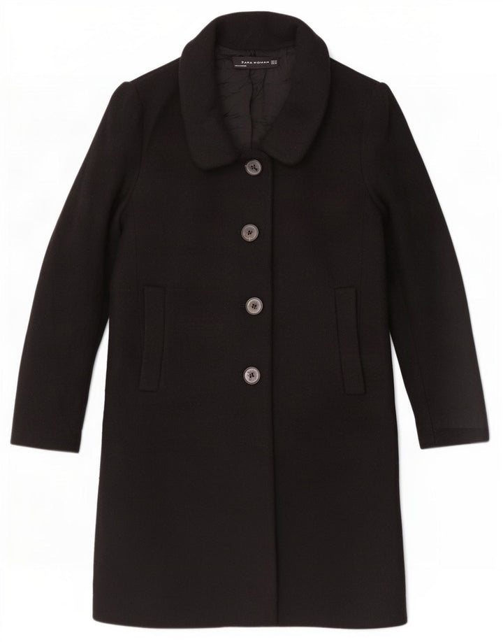 Zara Dame Overfrakke UK 6 XS Sort Uld