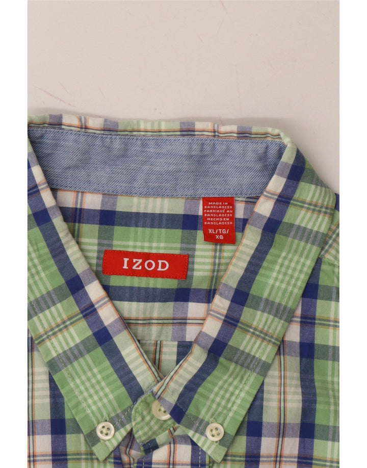 IZOD Mens Short Sleeve Shirt XL Green Check Cotton Vintage Izod and Second-Hand Izod from Messina Hembry 