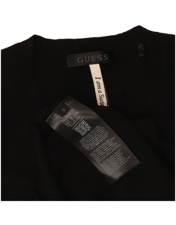 Guess Womens Crop Top Langærmet UK 8 Small Black Viscose