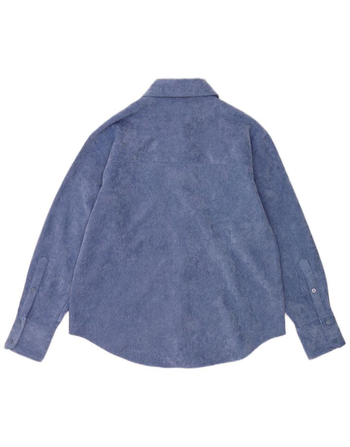 Zara Damefløjlsskjorte UK 14 Medium Blue Polyester