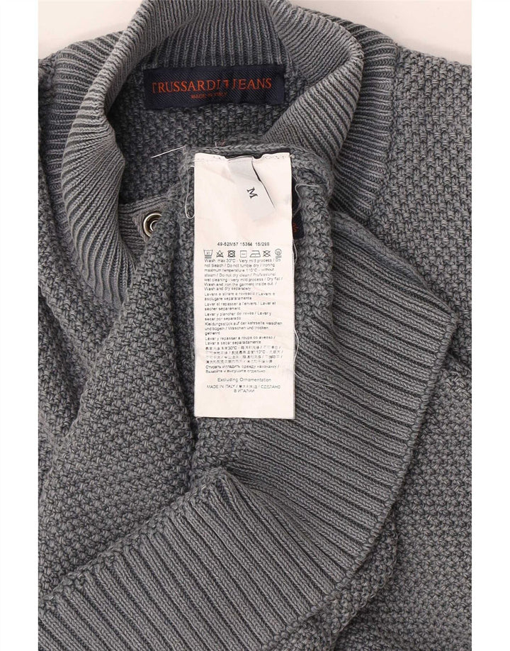 Trussardi Jeans Herre Cardigan Sweater Medium Grå Bomuld