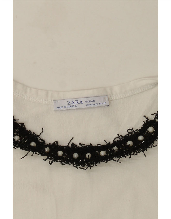 Zara T-Shirt Top UK 12 Medium Hvid