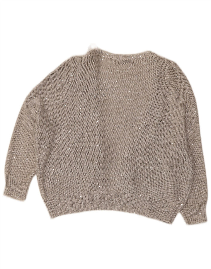 MARKS & SPENCER Dame 3/4 ærmet åben cardigan sweater UK 14 Large Grå