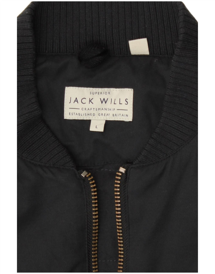 Jack Wills Bomberjakke til mænd UK 40 Stor sort bomuld