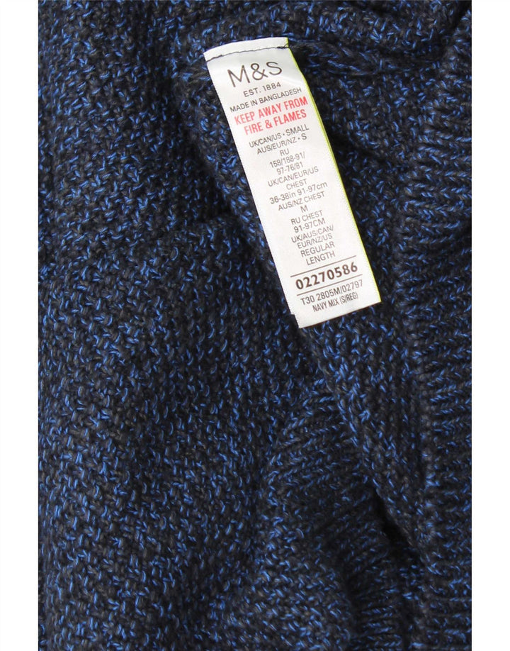 Marks & Spencer Herre sweater med rund hals, lille blå flækket bomuld