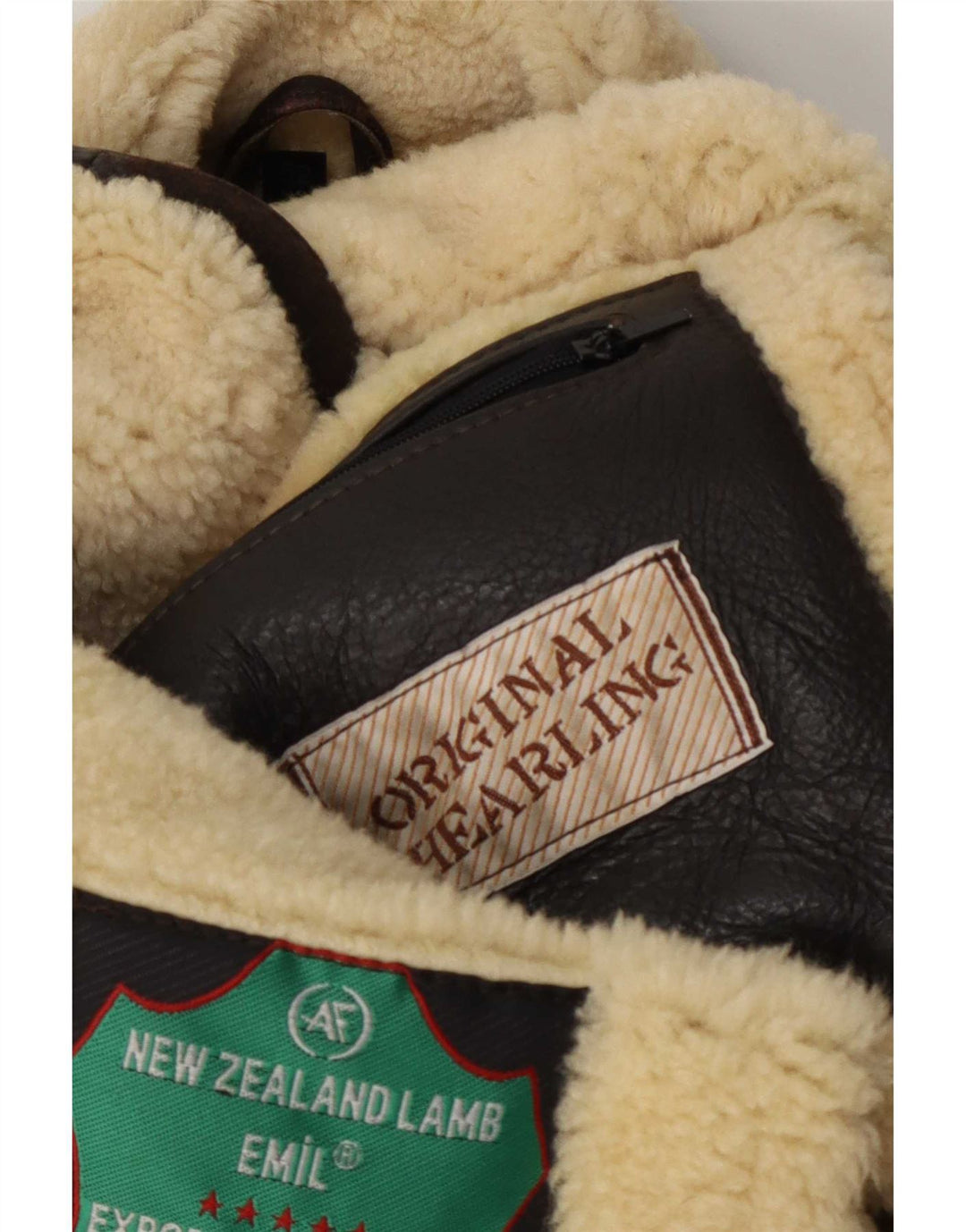 Vintage Shearling-jakke til mænd str. 52 XL Brun