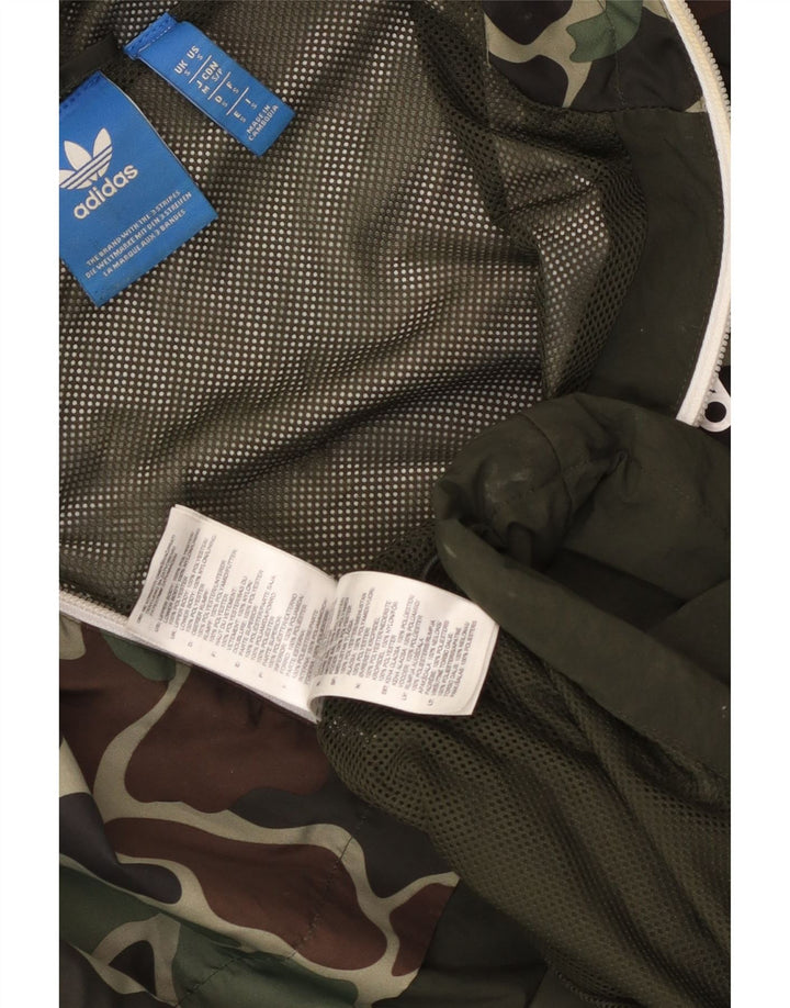 Adidas Regnjakke med hætte til mænd UK 36 Small Khaki Camouflage Polyester