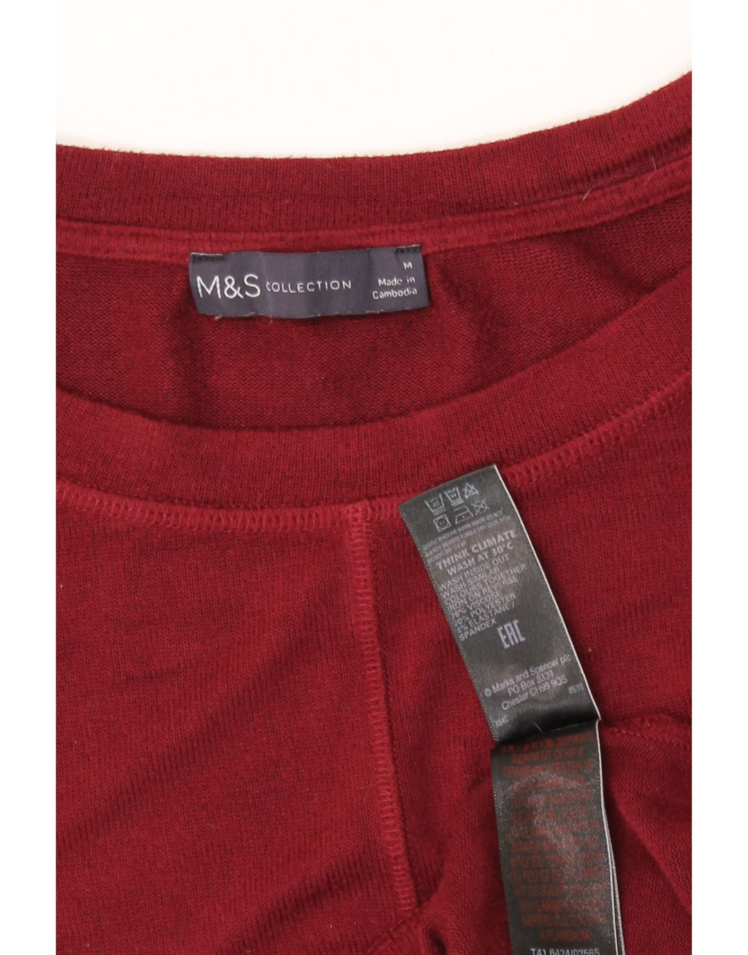 Marks & Spencer T-shirt top til kvinder UK 14 Medium Burgundy Viscose
