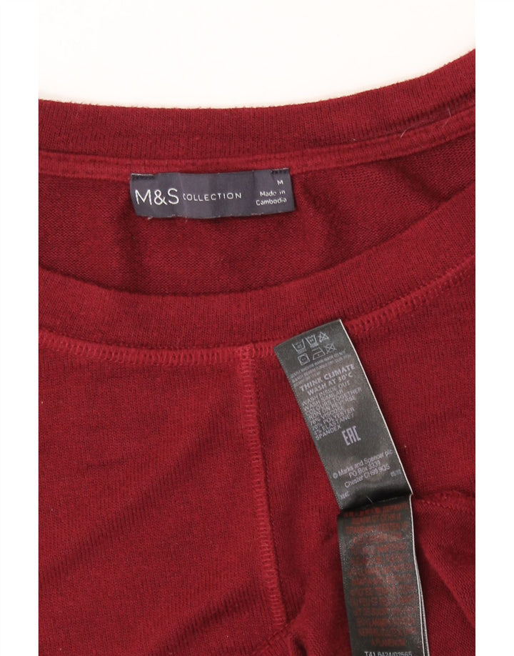 Marks & Spencer T-shirt top til kvinder UK 14 Medium Burgundy Viscose