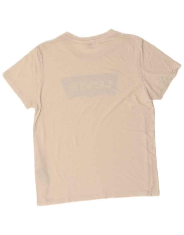 LEVI'S Womens Graphic T-Shirt Top UK 12 Medium White Cotton