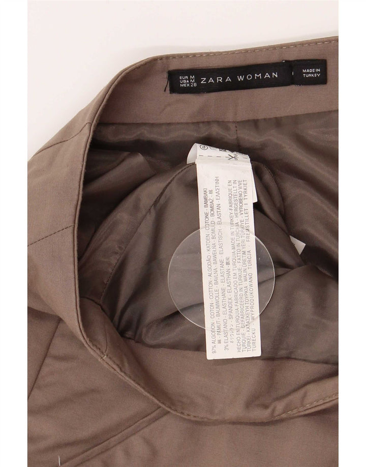 Zara Dame Midi Nederdel UK 12 Medium W28 Beige Bomuld