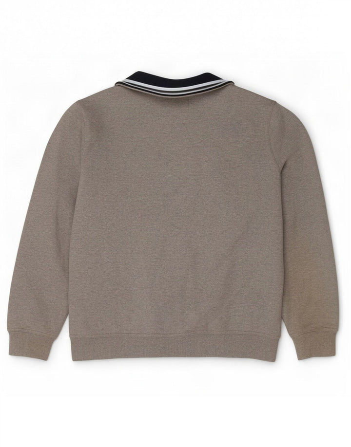 Besætningstøj Herre Zip Neck Sweatshirt Jumper Stor Grå Bomuld
