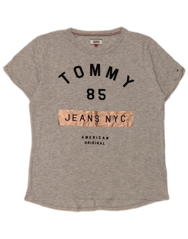 Tommy Hilfiger Womens Graphic T-Shirt Top UK 10 Small Grey Flecked