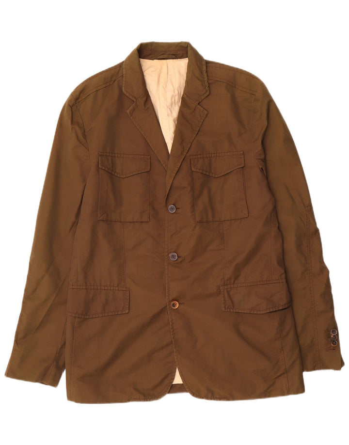 Massimo Dutti Herre 3-knaps blazerjakke EU 52 Stor brun bomuld