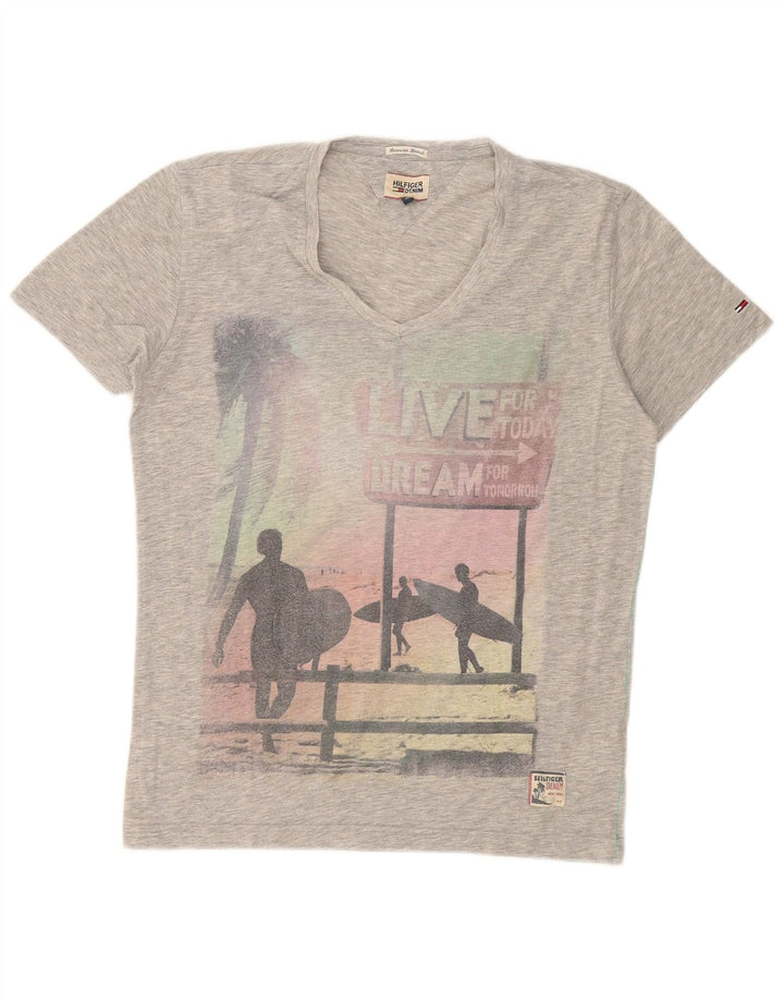 Tommy Hilfiger Herre grafisk T-shirt Top Medium Grey Flecked Polyester
