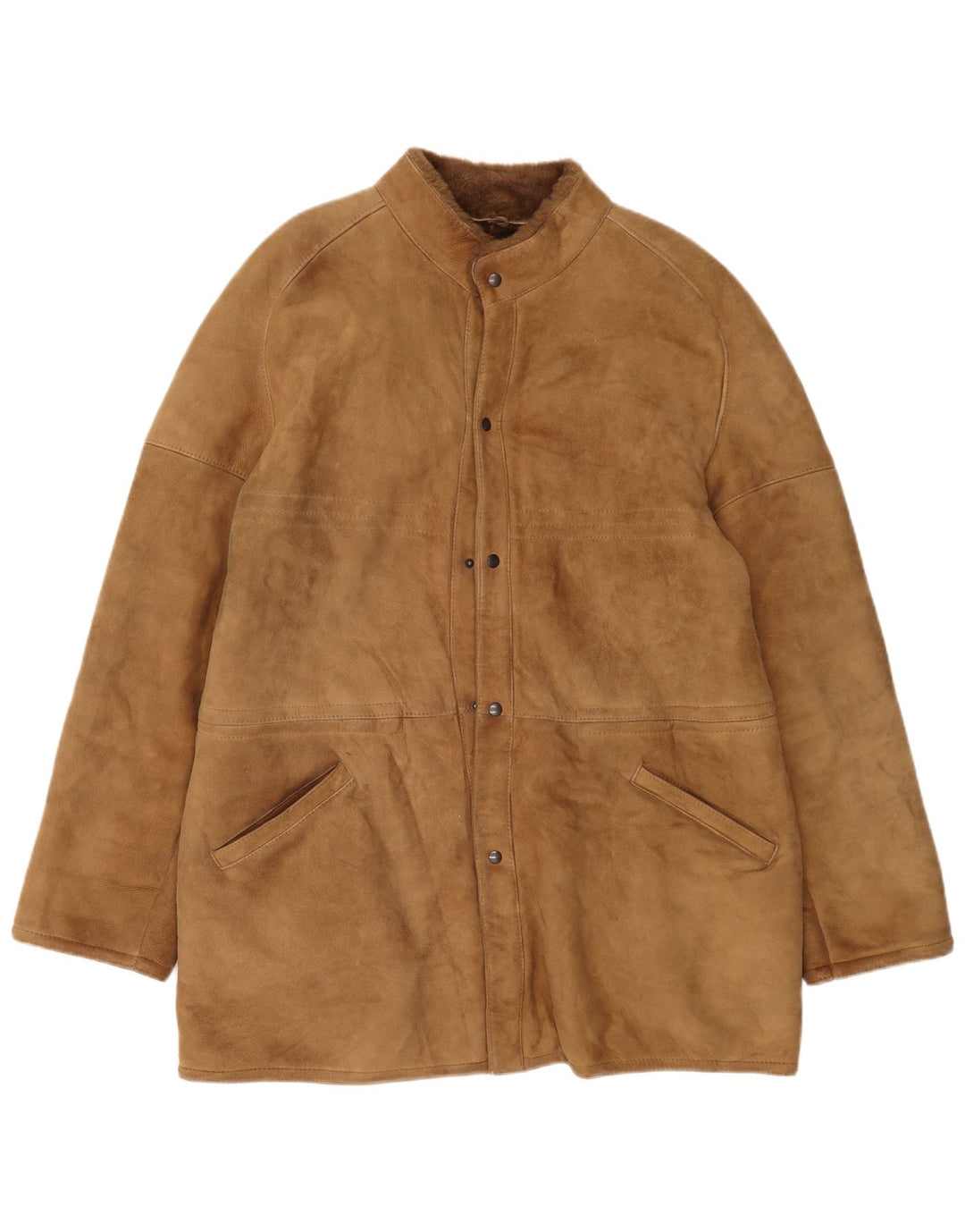 Vintage Herre Shearling Overfrakke IT 54 2XL Beige