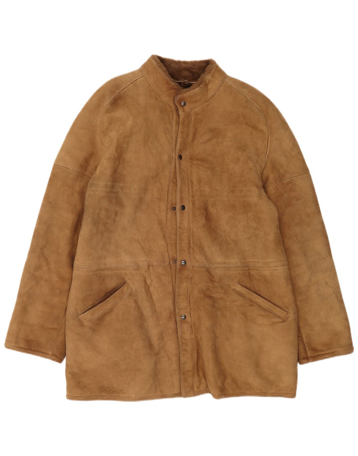 Vintage Herre Shearling Overfrakke IT 54 2XL Beige