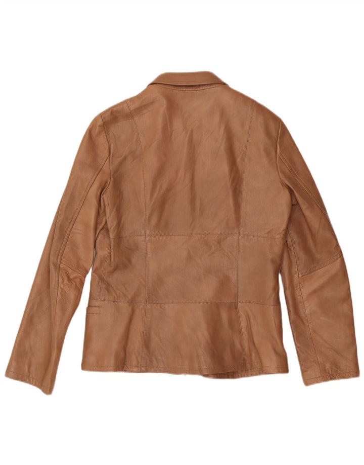 VINTAGE Dame Læderjakke IT 48 XL Brunt Læder