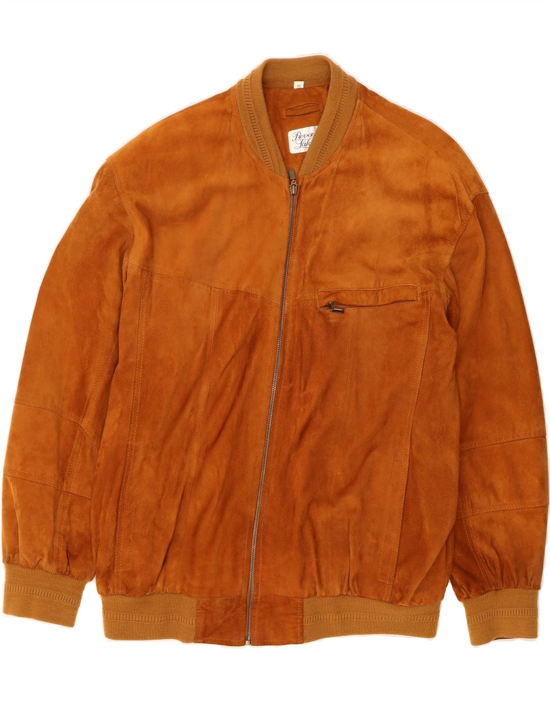 ROVER&LAKES Mens Suede Bomber Jacket IT 50 Large Beige Leather Vintage Rover&Lakes and Second-Hand Rover&Lakes from Messina Hembry 