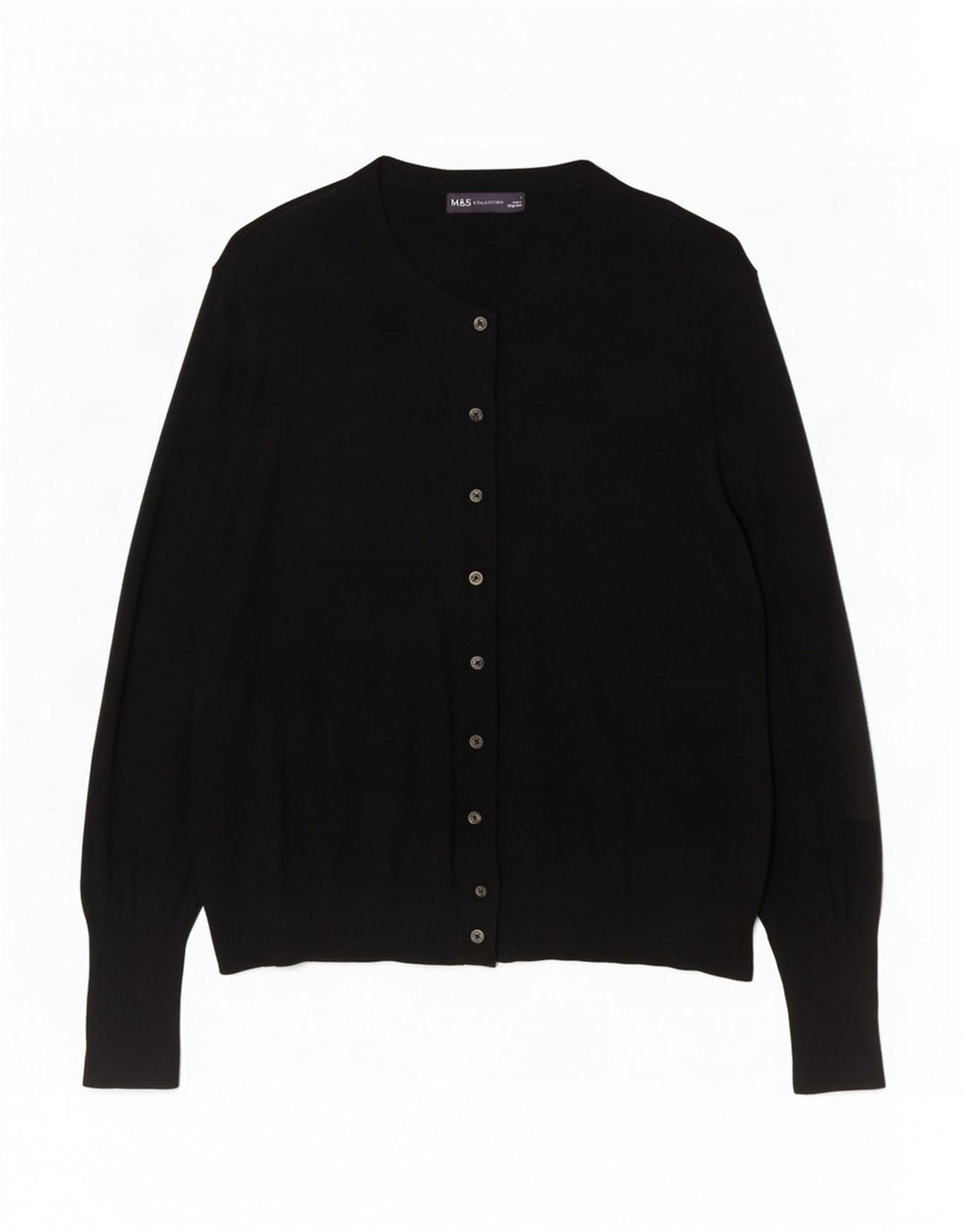 Marks & Spencer Dame Cardigan Sweater UK 20 2XL Sort Viscose