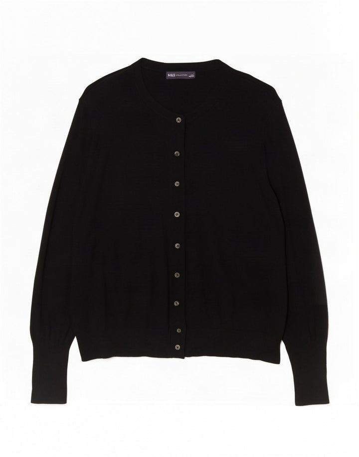 Marks & Spencer Dame Cardigan Sweater UK 20 2XL Sort Viscose