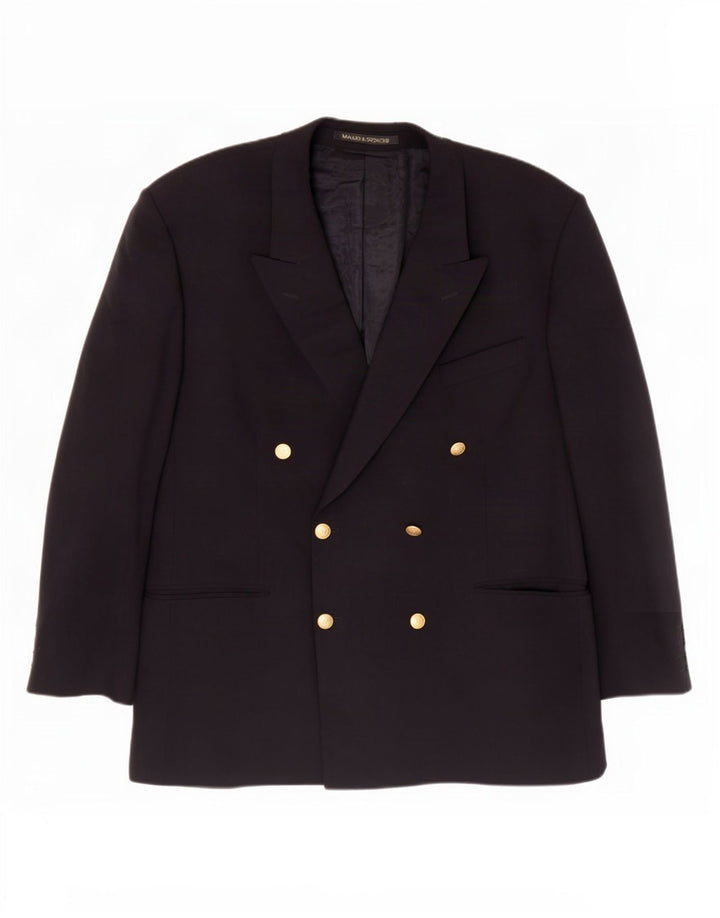 Marks & Spencer Herre Double Breasted Blazer Jacket UK 44 XL Navy Blue