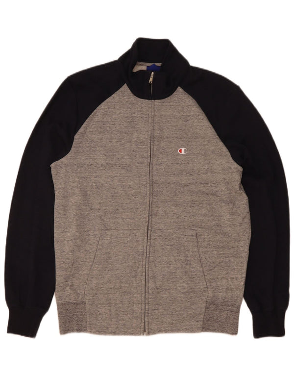 Champion Mens Tracksuit Top Jacket Large Grey Colourblock Cotton