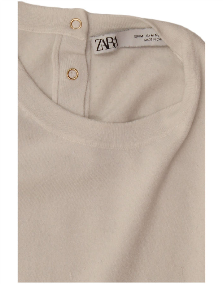 Zara Dame Kortærmet Jumper Sweater UK 12 Medium White