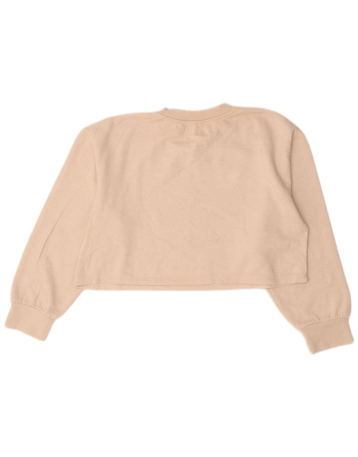 Zara Womens Crop Sweatshirt Jumper UK 14 Medium Off White Bomuld