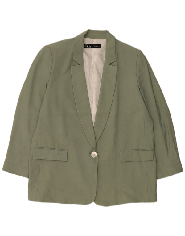 Zara Dame 1 Knap Blazer Jacket UK 18 XL Grøn Modal