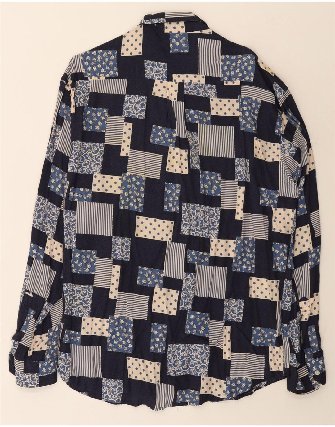 Vintage herreskjorte Stor marineblå patchwork