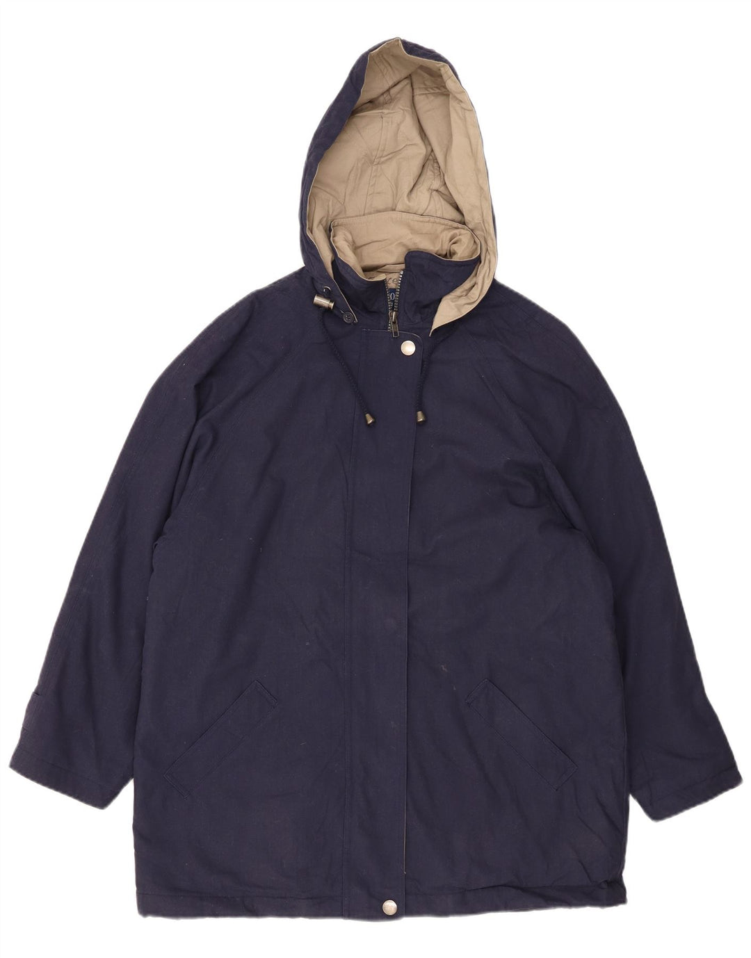 LONDON FOG Vindjakke med hætte til kvinder UK 16 Large Navy Blue