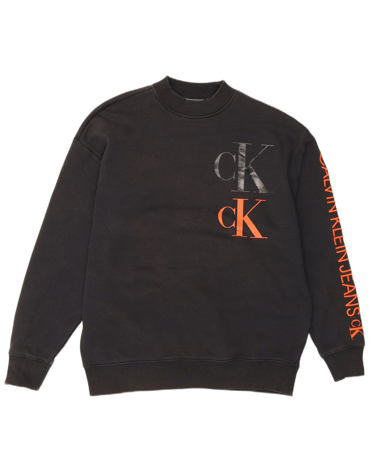 Calvin Klein Jeans Herre grafisk sweatshirt Jumper lille sort bomuld