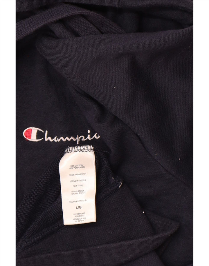 CHAMPION Mens Zip Hoodie Sweater Large Navy Blue Cotton