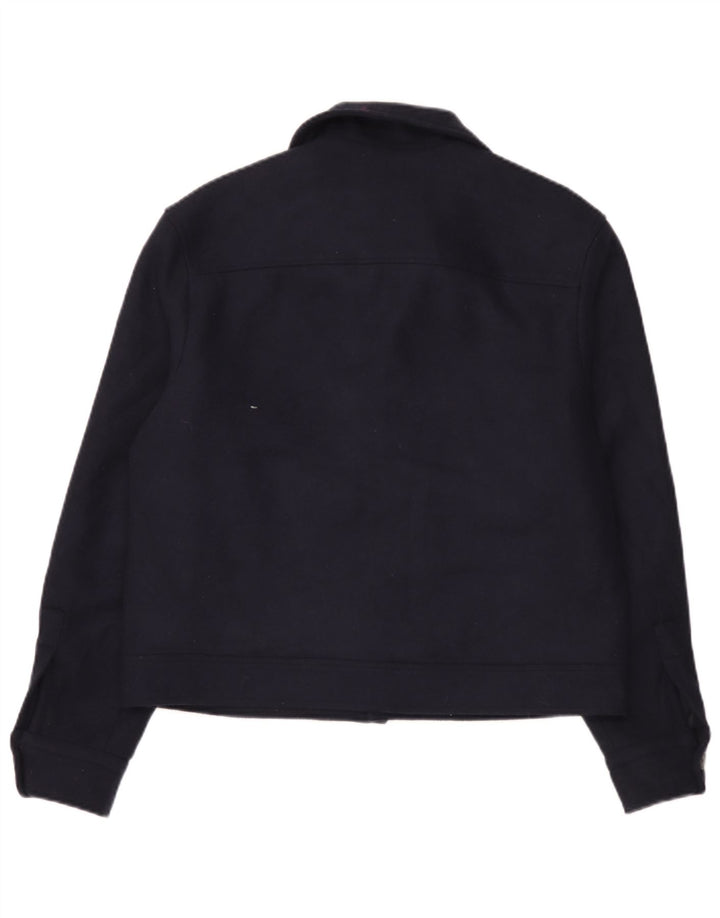 Zara Herre Bomber Jacket UK 38 Medium Navy Blue Wool