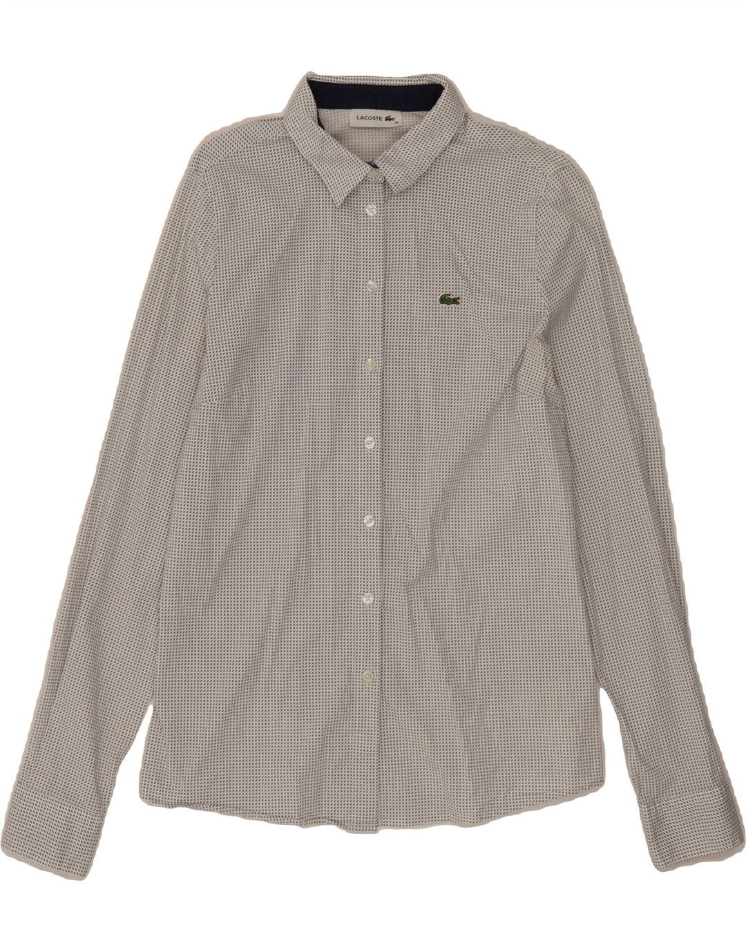 LACOSTE Womens Abstract Pattern Shirt Size 36 Small Grey Cotton Vintage Lacoste and Second-Hand Lacoste from Messina Hembry 