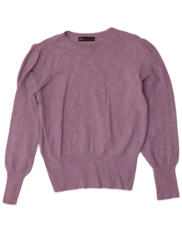 Marks & Spencer Dame Crop Boat Neck Jumper Sweater UK 14 Medium Purple