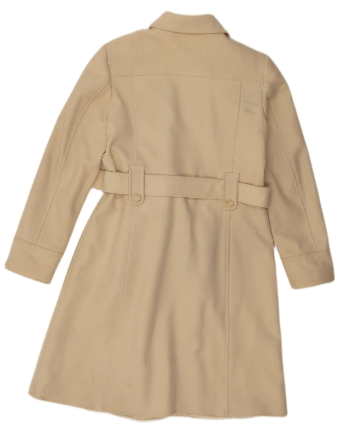 Benetton Dame Dobbeltradet Frakke IT 44 Medium Off White Uld