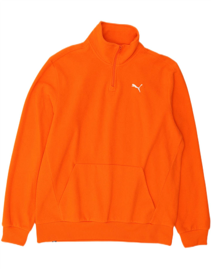 PUMA Mens Zip Neck Fleece Jumper Large Orange Vintage Puma and Second-Hand Puma from Messina Hembry 