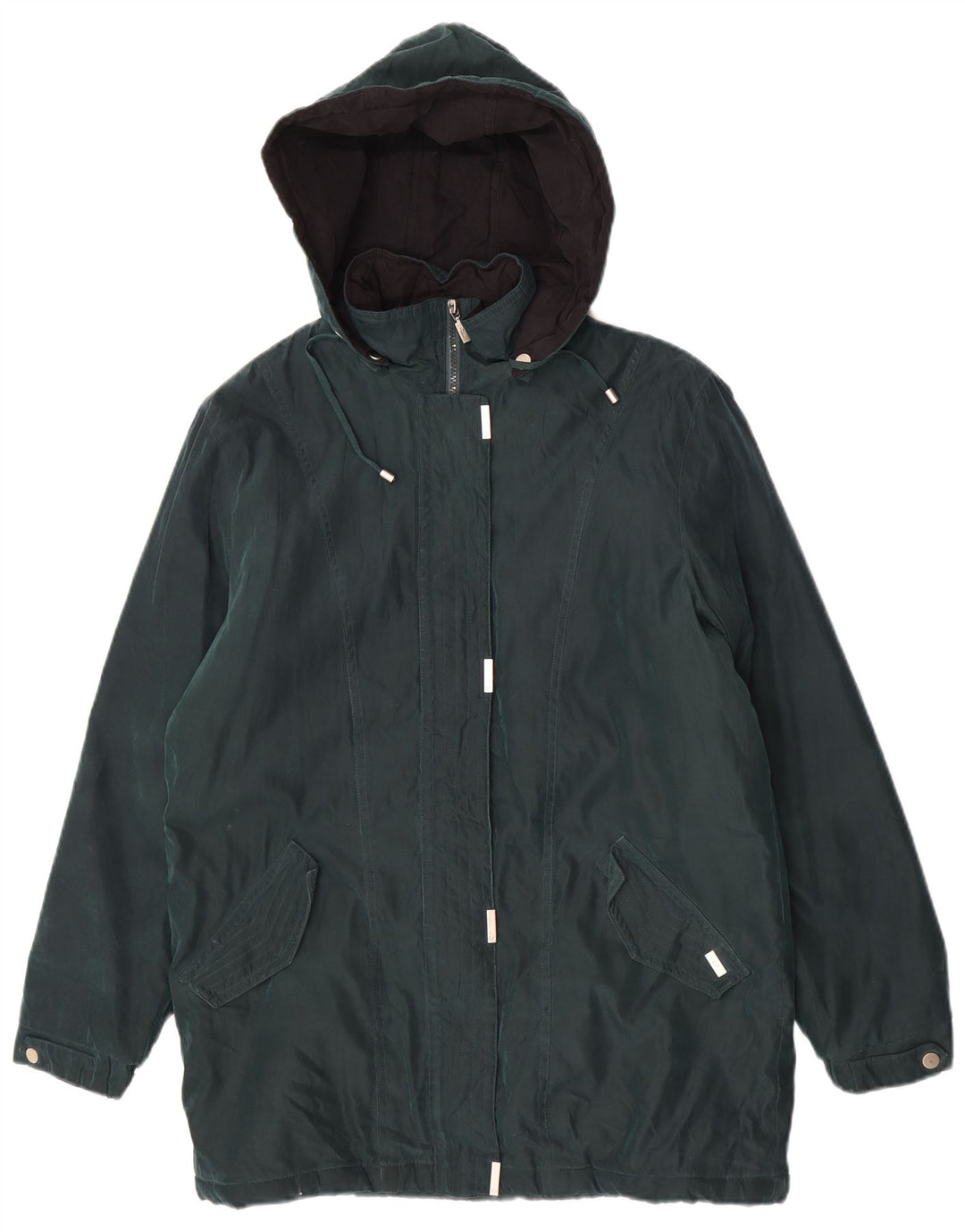 London Fog Dame Hætte Oversized Parka Jacket UK 12 Medium Green