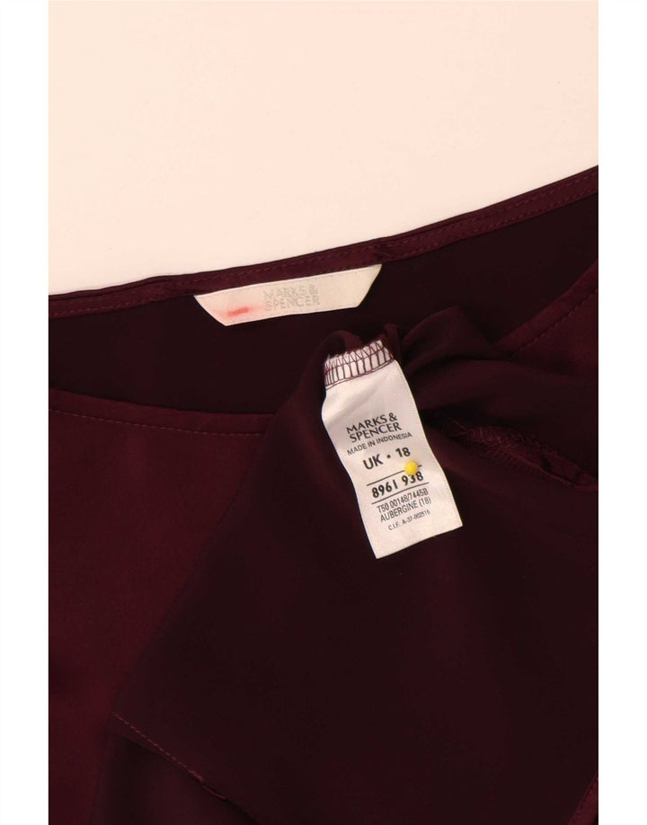 Marks & Spencer Dame ærmeløs bluse Top UK 18 XL Burgundy Polyester