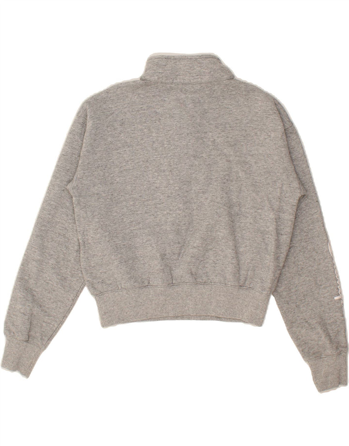 CHAMPION Womens Oversized Crop Zip Neck Sweatshirt Jumper UK 10 Small Grey Vintage Champion and Second-Hand Champion from Messina Hembry 